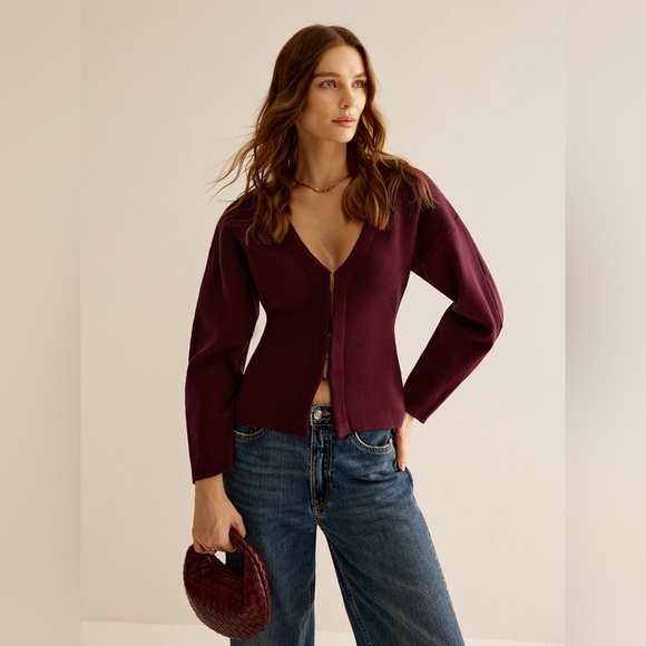 Commense Deep Burgundy Women's Cardigan - Picture 2 of 4
